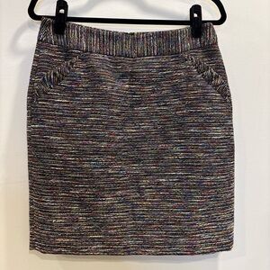 Ann Taylor for LOFT Tweed Scalloped Pocket Multicolored Pencil Skirt Business